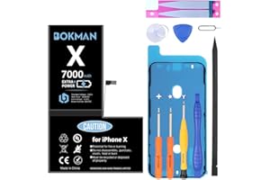 bokman for iPhone X Battery Replacement, High Capacity Li-ion Polymer Battery 7000 mAh with All Tool Kits and Adhesive Strips