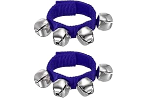 PATIKIL 2pcs Wrist Bells, Jingle Bells Ankle Bells Wrist Bells Bracelet Percussion Instruments Musical Rhythm Band 4 Silver Bells for Party Christmas, Dark Navy Blue