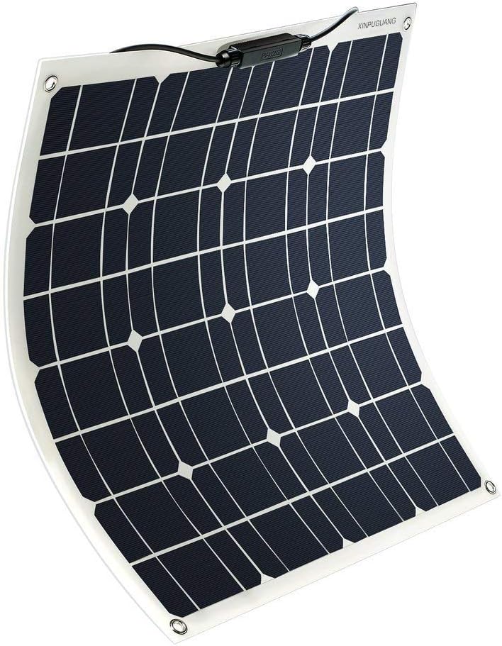 XINPUGUANG 16V 50W Solar Panel Flexible Module Monocrystalline Silicon Solar Cell for 12V Battery Boat Car Oudoor Charger (50W-1)