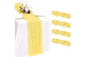 4 Pack Cheesecloth Table Runner 10FT Light Yellow Table Runner Boho Gauze Cheese Cloth Table Runners Long Rustic Sheer Table 