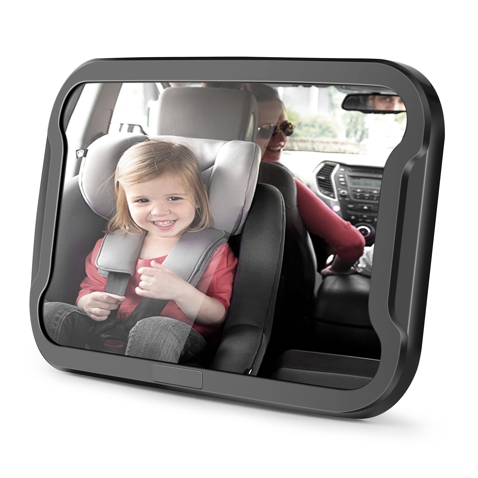Vinabo Baby Car Mirror, Anti-dropout Baby Mirror with 360° Adjustable Rotation, Unbreakable to Fit All Rear Car Seats Essential Young Parents, 27.5 * 17.5, Black