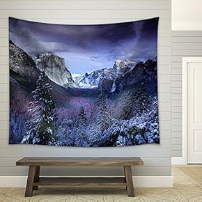 Landscape with Mountain and Snow - Fabric Wall Tapestry Home Decor - 51x60 inches