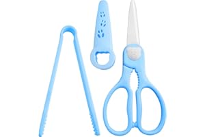 OIIJIOK Ceramic Scissors for Baby Food Set,Baby Food Scissors with Tongs,Portable Toddler Shears with Protective Blade Cover and Travel Case,Ideal for Noodles, Meat, Chicken, Veggies and Fruits