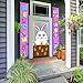 Blulu Easter Porch Banner for Front Door Welcome Happy Easter Door Banner Bunny Egg Hanging Porch Sign Wall Decoration for Spring Theme Party Supplies Home Office Farmhouse Holiday Decor(Purple)