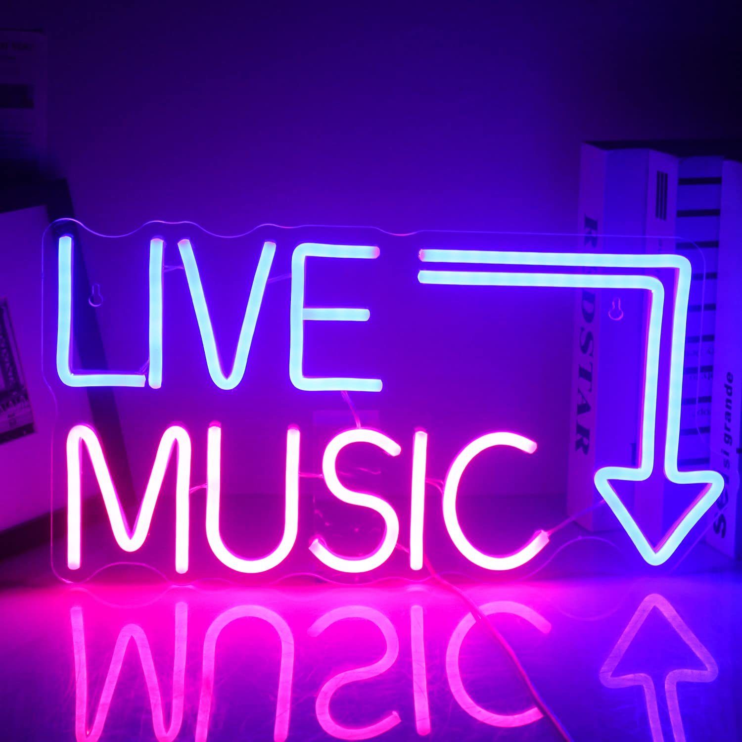 Wanxing Neon Lights Letters - Music Bar Sign, Bedroom Wall Decor, Party, Club (Blue Pink)