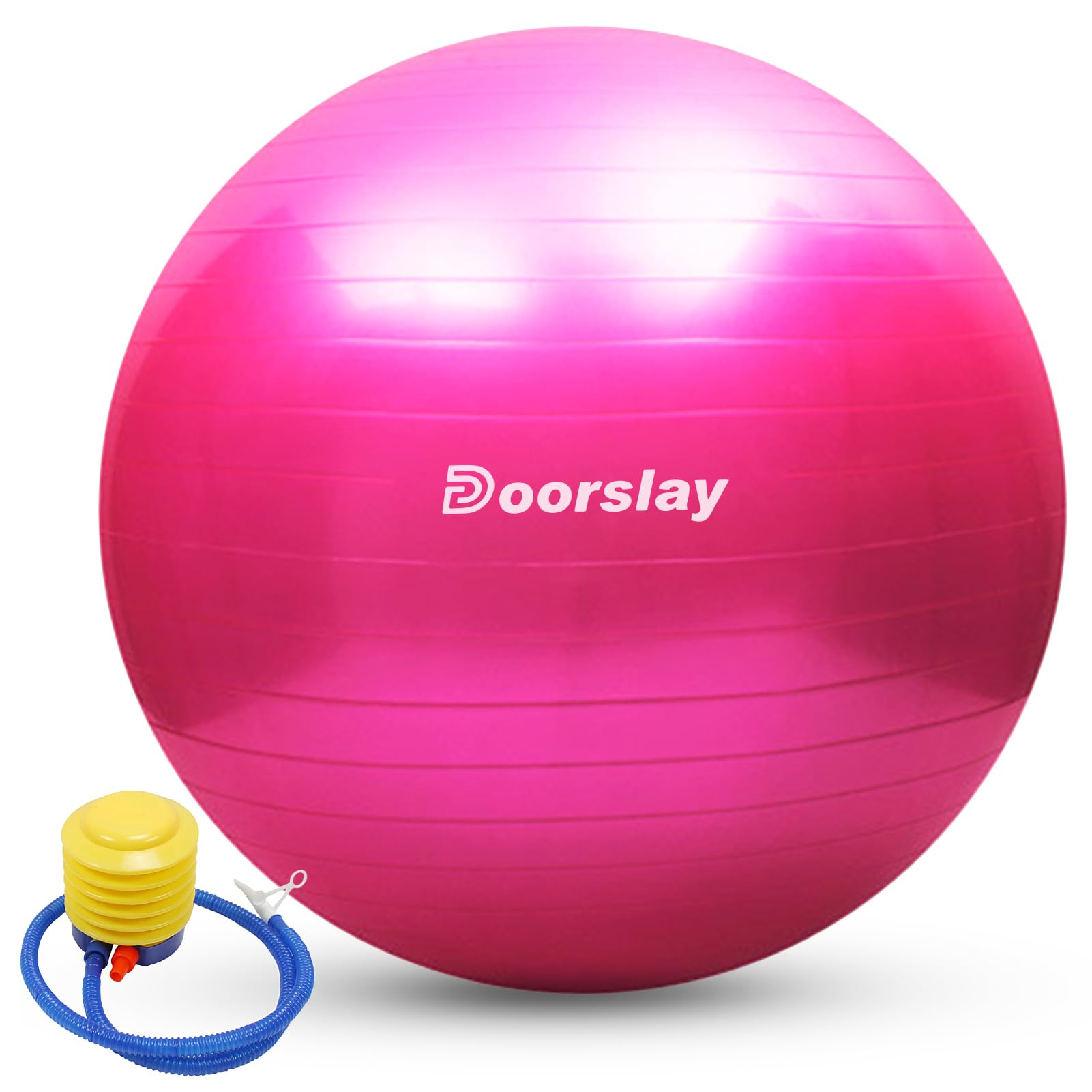 doorslay Anti-burst Yoga Ball- 55cm/65cm/75cm Stability Balance Ball Fitness Exercise Ball with Air Pump (55, Pink)