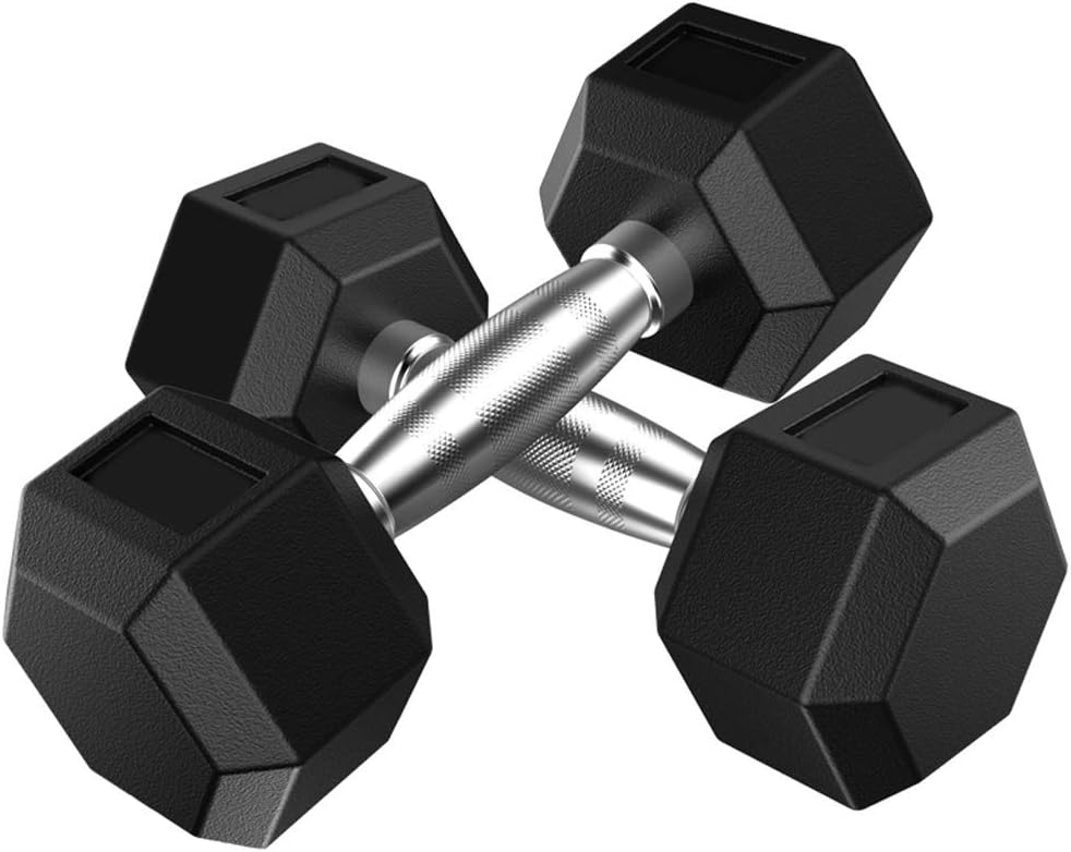 XWF Dumbbell Dumbbells Dumbbell Solid Iron Hexagon Dumbbell Rubber Encased Hex Dumbbell with Metal Handles Home Sports Fitness Equipment Dumbbell Dumbbells