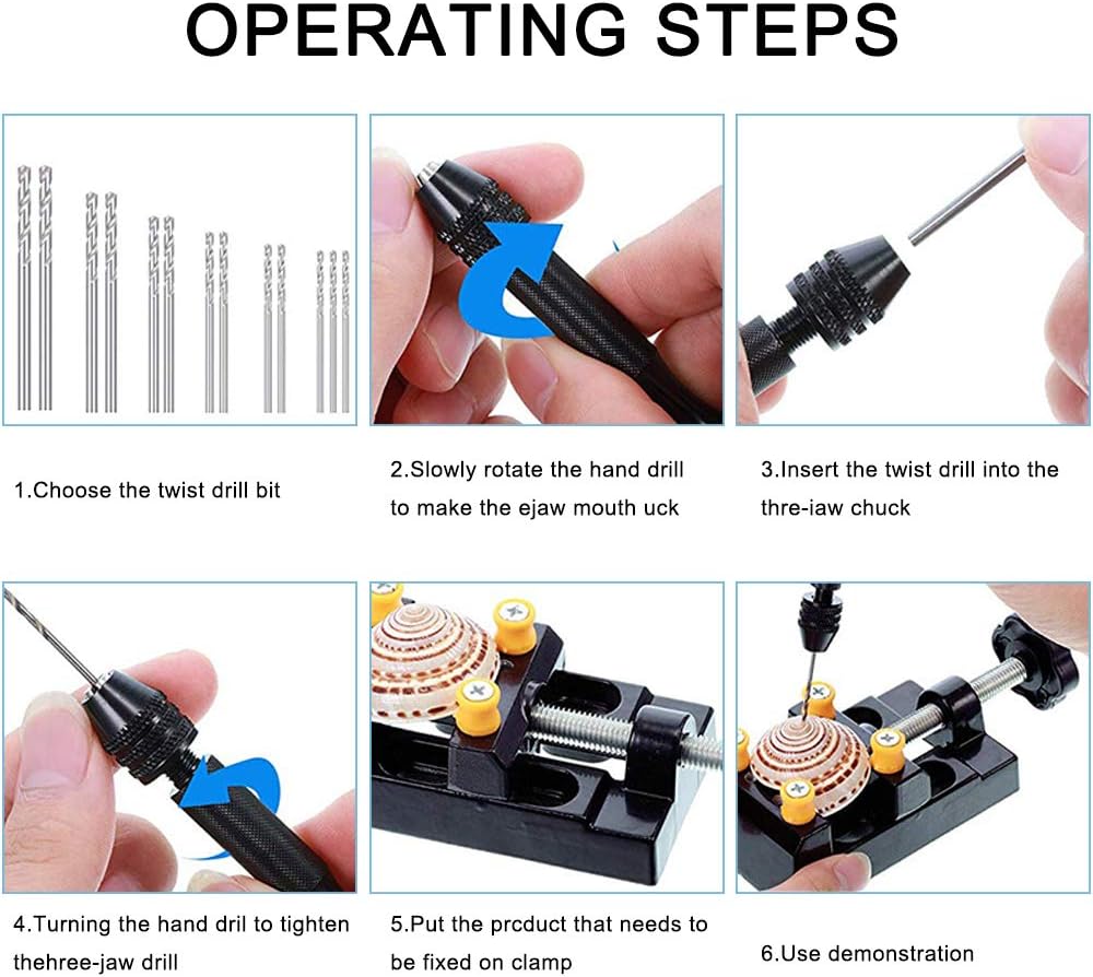 37pcs Pin Vise Hand Drill Set Include Pin Vise Hand Drill, 0.31.2mm