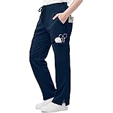 NY Threads Scrub Pants for Women Relaxed Fit, Mid Rise 5 Pockets Drawstring Womens Scrub Pants, 31 Inch Inseam