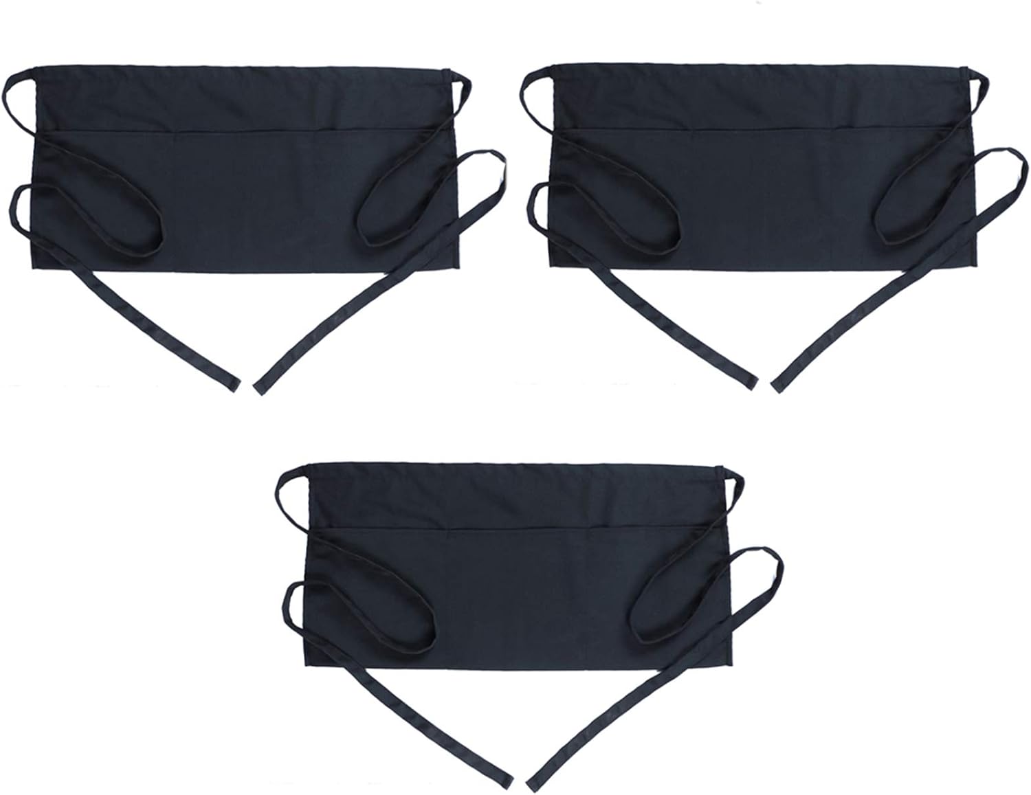 BOHARERS Waist Apron with 3 Pockets - Black Waitress Waiter Server Short Aprons: Home & Kitchen
