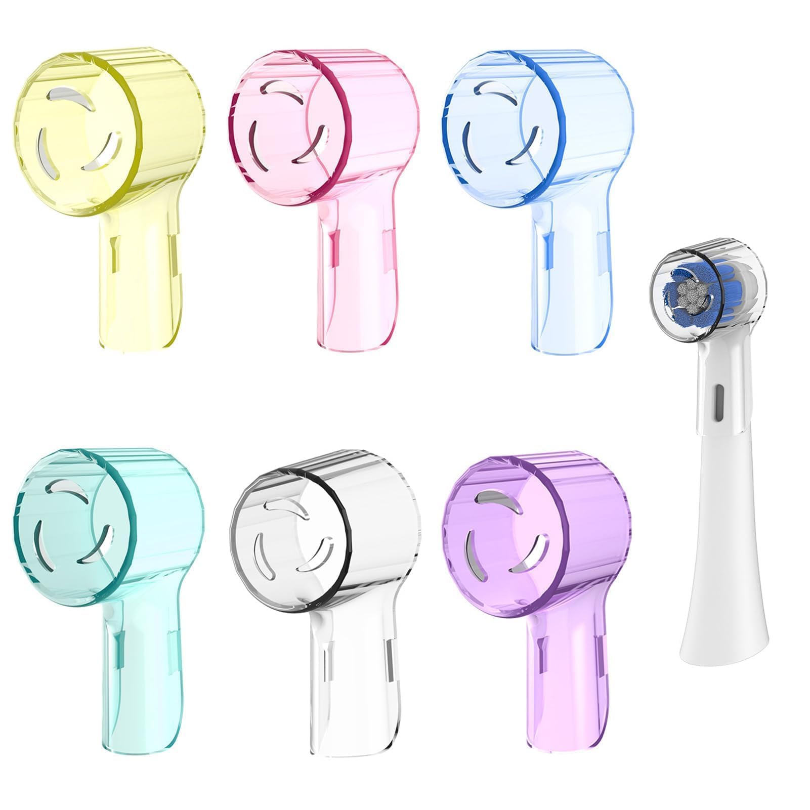 6 Pcs Electric Toothbrush Head Covers Compatible with Brush Heads, Plastic Toothbrush Head Protector Cap, Colorful Transparent Dustproof Toothbrush Protective Case for Travel Family