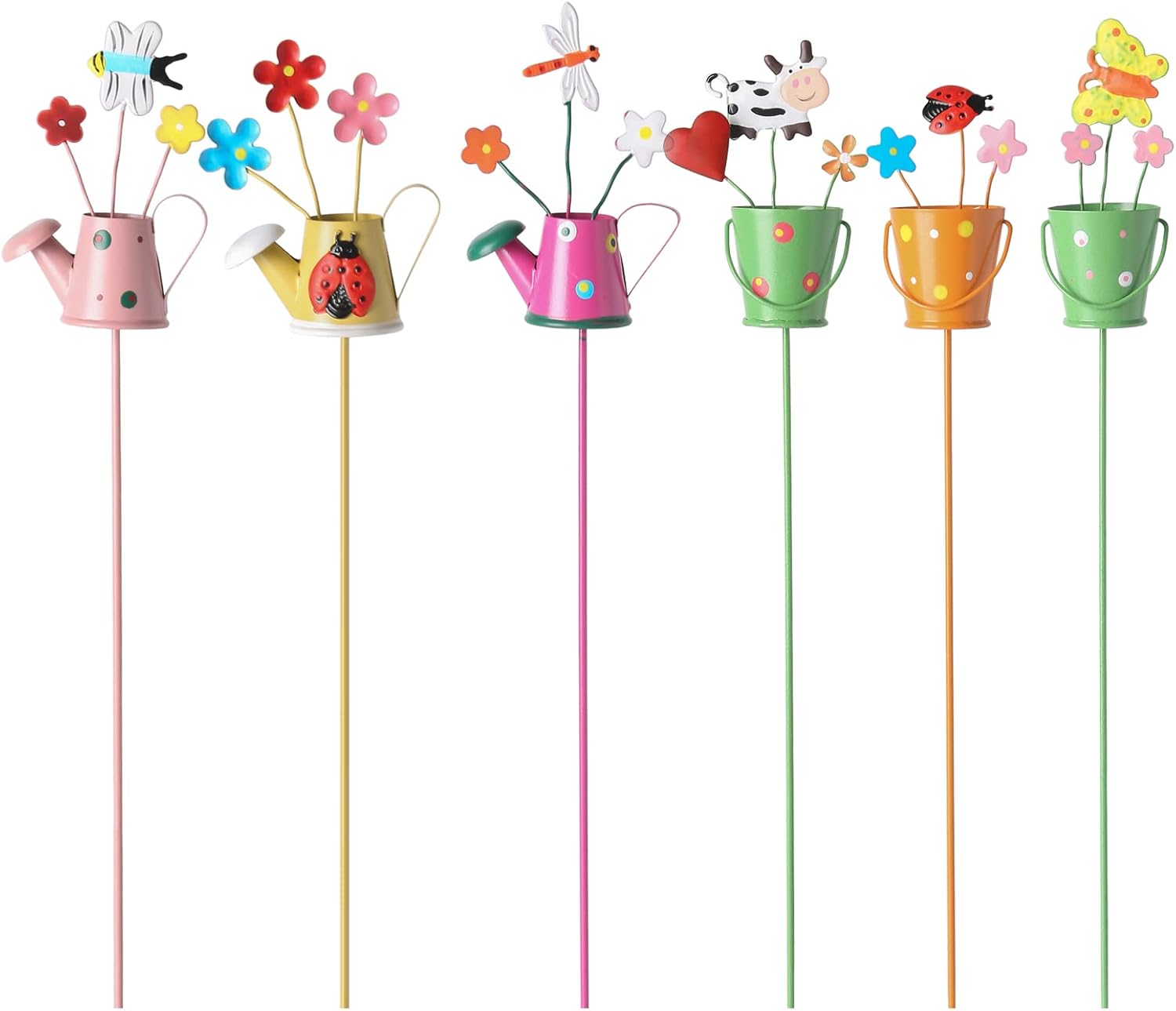 Decorative Garden Stakes - Aovdy Decorative Garden Stakes Set Garden Ornaments, Waterproof Decorations for Indoor Outdoor Yard (Watering Can-6PCS)