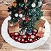 OurWarm Christmas Tree Skirt 48 Inch Luxury Buffalo Plaid Tree Skirt with Plush Faux Fur Trim for Rustic Christmas Holiday Decorations, White Snowflake Tree Skirt