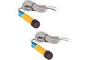 BOJKEON 1 Pair E3F-5DN1-5L Photoelectric Sensor Switch Proximity Switch, M18 Through-Beam Reflection Optical Photoelectric Switch Sensor,6-36VDC NPN NO Proximity Switch Inductive Distance 5M