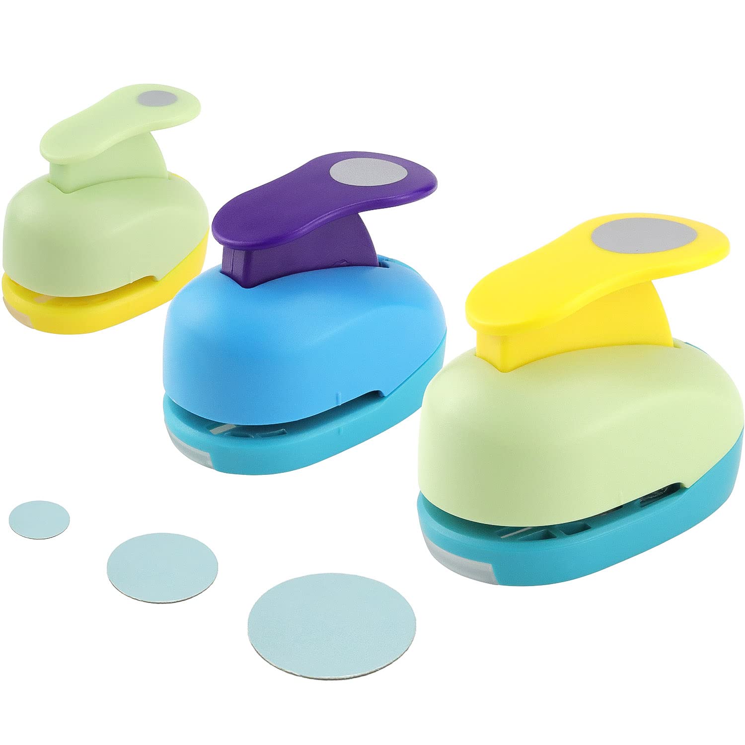 Rayong Circle Punch 3 Pack Mini Round Paper Punch for Crafting Scrapbooking Cards & Arts (8mm, 15mm, 25mm)