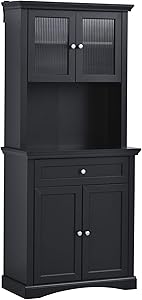 HOMCOM Traditional Freestanding Kitchen Pantry Cabinet Cupboard with Doors, Adjustable Shelving Black