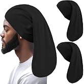2 Pcs Black Dreadlock Cap Unisex Jumbo Dreadlock Cap Long Hair Dreads Head Wrap Shower Night Sleep Cap Hair Accessories Sleep Cap for Men and Women