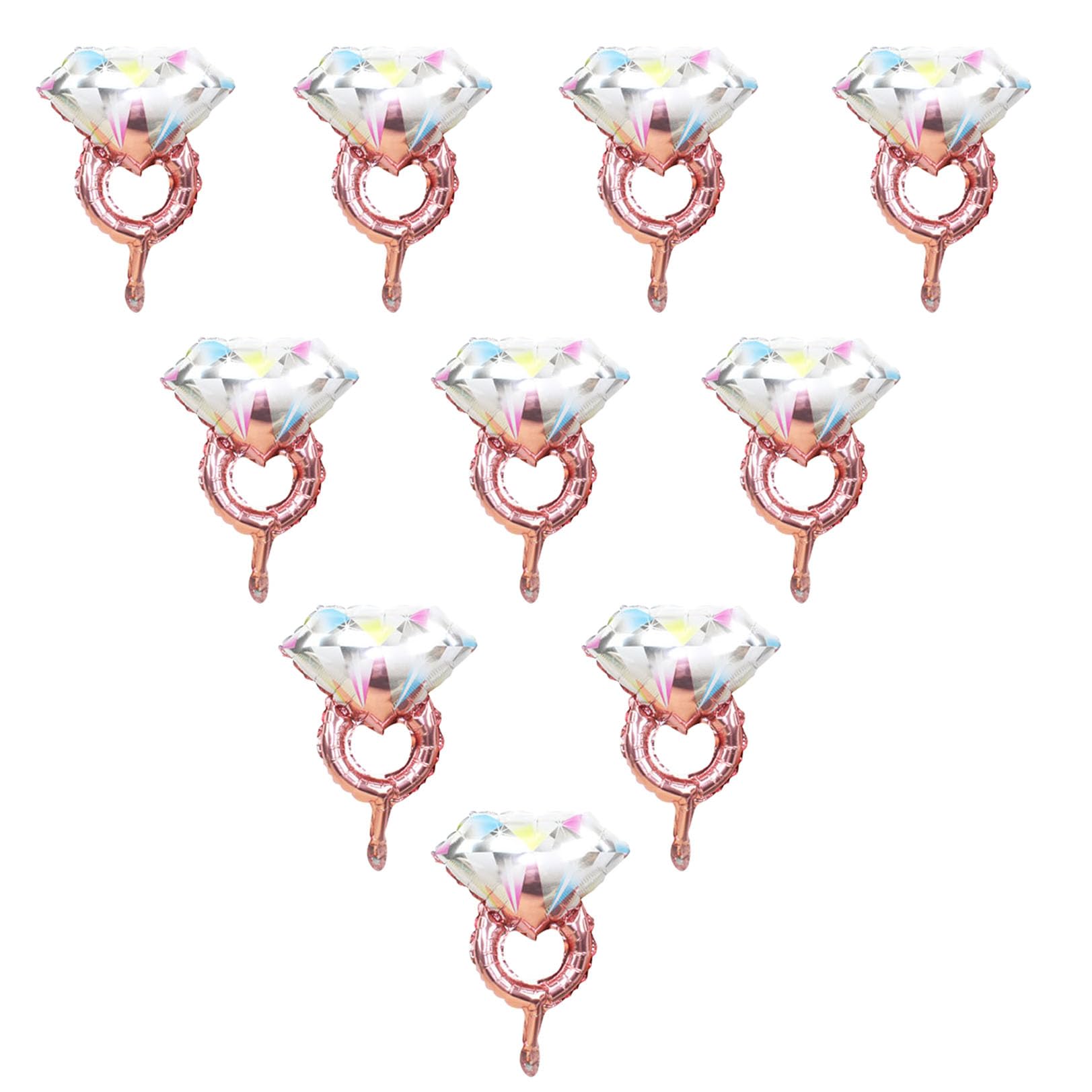 Photo 1 of 10Pcs Mini Diamond Ring Foil Balloons Inflatable Wedding and Engagement Anniversary Party Decoration