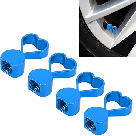 Amazon タイヤバルブキャップ 車のタイヤのバルブキャップはステムハート型バルブキャップの車輪タイヤバルブタイヤ幹 4本入り Color Baby Blue エアバルブ 車 バイク