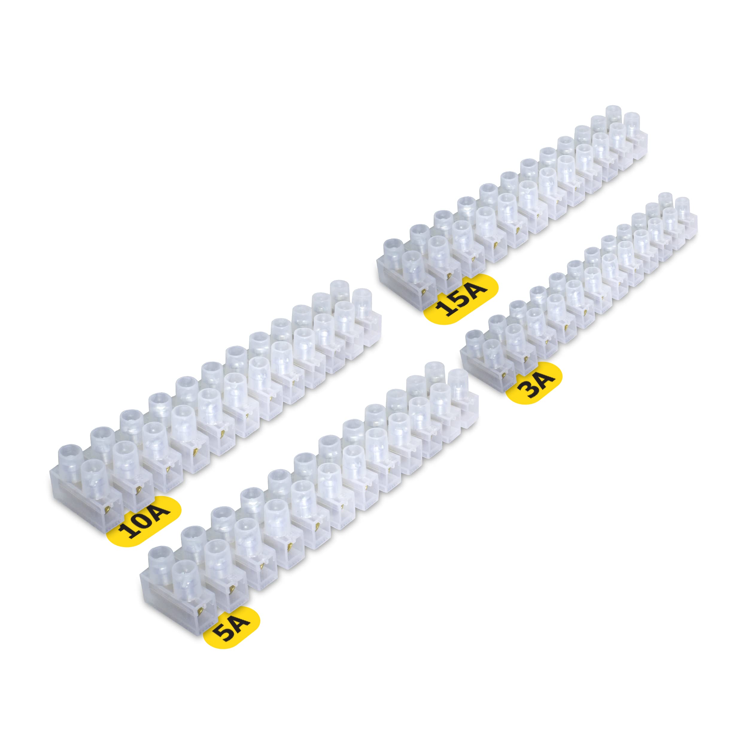 KafTon Connector Strips 12 Pack, 3A 5A 10A 15A Electrical Terminal Block Strips/Connector Strips Electrical Connectors