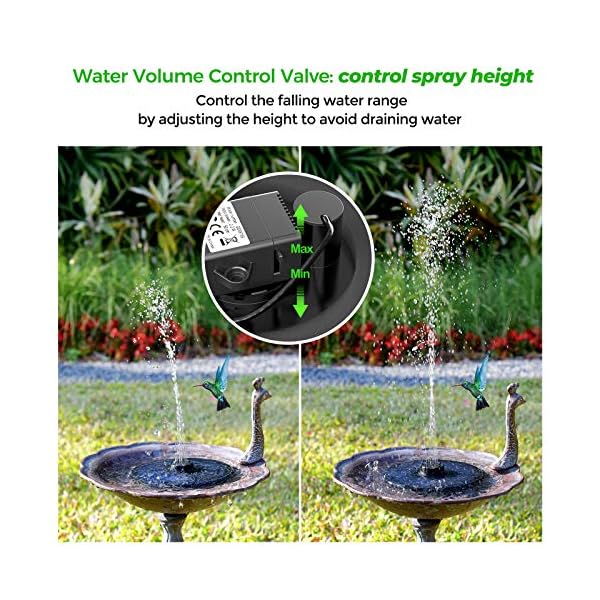 OKMEE-GD087B-Solar-Water-Fountain-4-in-1-Nozzle-22W-Pump-with-4-Styles-for-Bird-Bath-Pond-Pool-Fish-Tank-Aquarium-and-Garden-Black-standard OMORC Solar Fountain Upgraded 4-in-1 Nozzle, 2.2W Solar Powered Fountain Pump with 4 Water Styles, Solar Bird Bath…