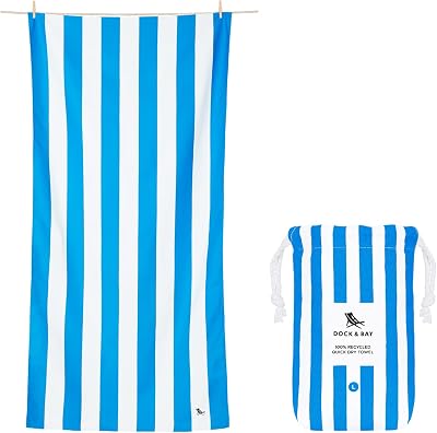 Dock & Bay Beach Towel Cabana Bondi Blue Large 160x90cm 100% Recycled
