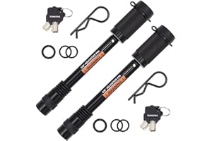 TowWorks 79832 Keyed Alike 5/8" Trailer Hitch Lock with Extra Long 4-1/2" Span, Double Safety Tow Hitch Locking Pin for 3" Receivers and Adjustable Channel Mounts, 2-Pack