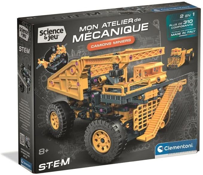 - Camião de mineração de 8 anos - Caixa mecânica de construção infantil com 2 modelos de montagem, sistema de direção funcional e camião basculante, jogo científico Stem, presente de brinquedo