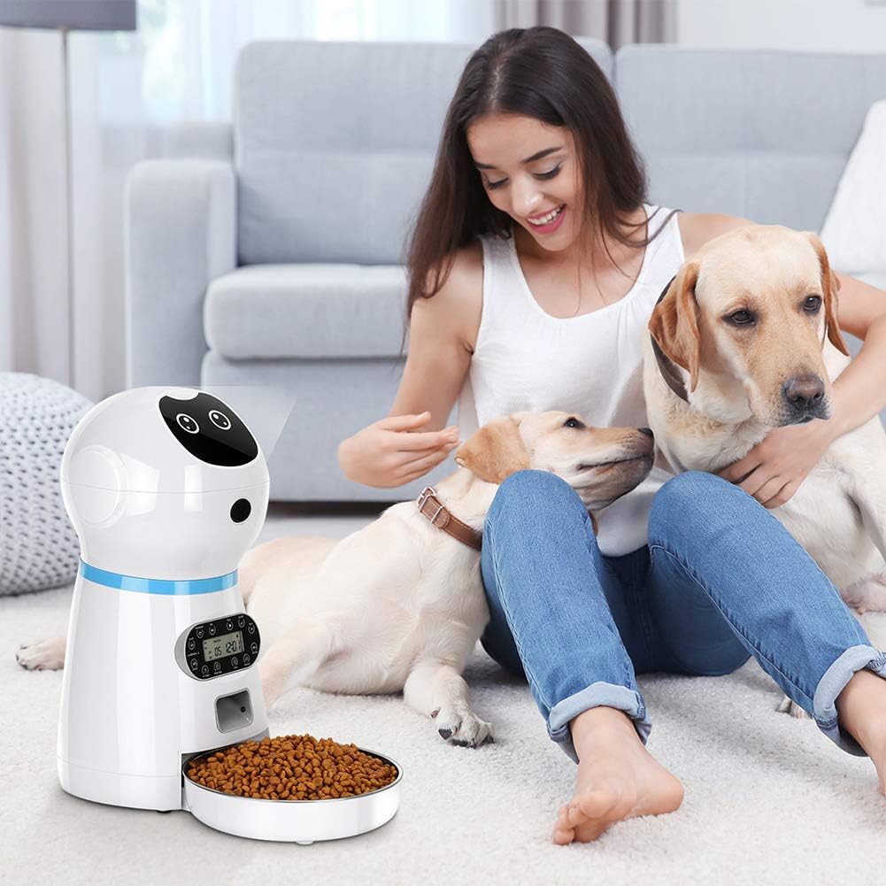 Kitchen & Dining : TTPet Automatic Cat Feeder, Timed Dog Food Dispenser, 3.5L Capacity, Stainless Steel Bowl, Portion Control, Voice Recording, Timer Programmable up to 4 Meals a Day : 