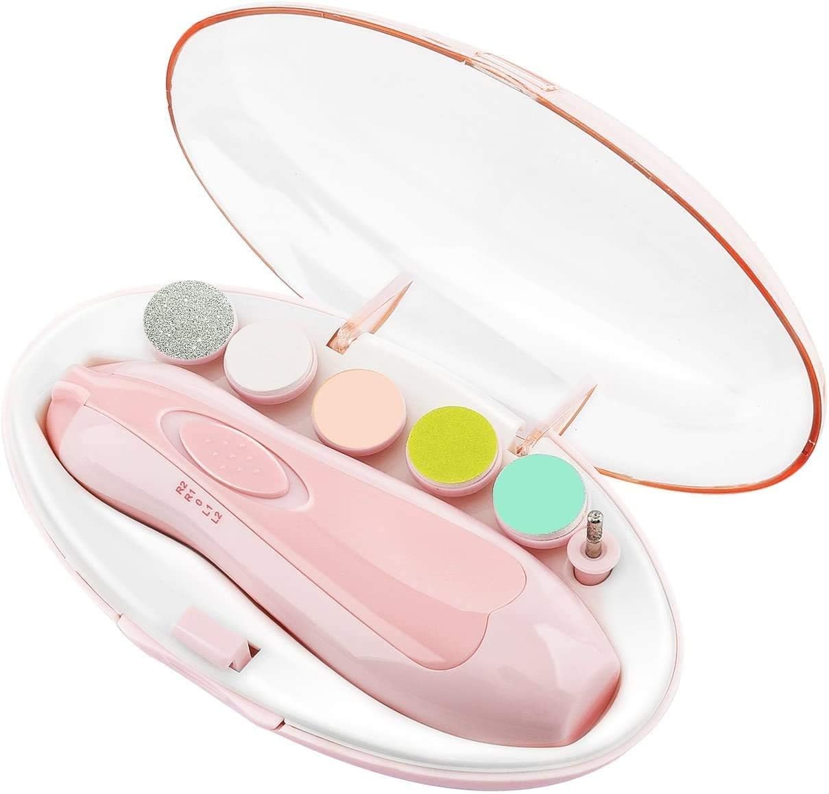 Baby Nail File Trimmer, Electric Baby Nail Clipper, 6 in 1 Baby Electric Nail File with Light, Infant Nail File