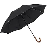 G4Free Wooden J Handle Umbrella 54 Inch Large Auto Open Classic Windproof Rain Stick Umbrellas for Men Women