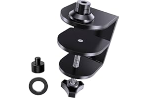 Heavy Duty Metal Desktop Table Microphone Clip with 5/8-20Thread, Desk Mount, Adjustable Boom Arm Clamp, Perfect for Studio, 