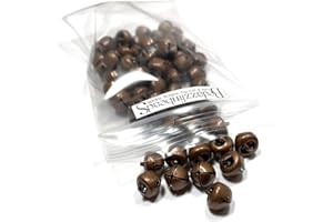 BEDAZZLINBEADS 50 Round 10mm 3/8 inch Iron Craft Jingle Bells with Loop to Use as Dangle Charms (Antique Copper)