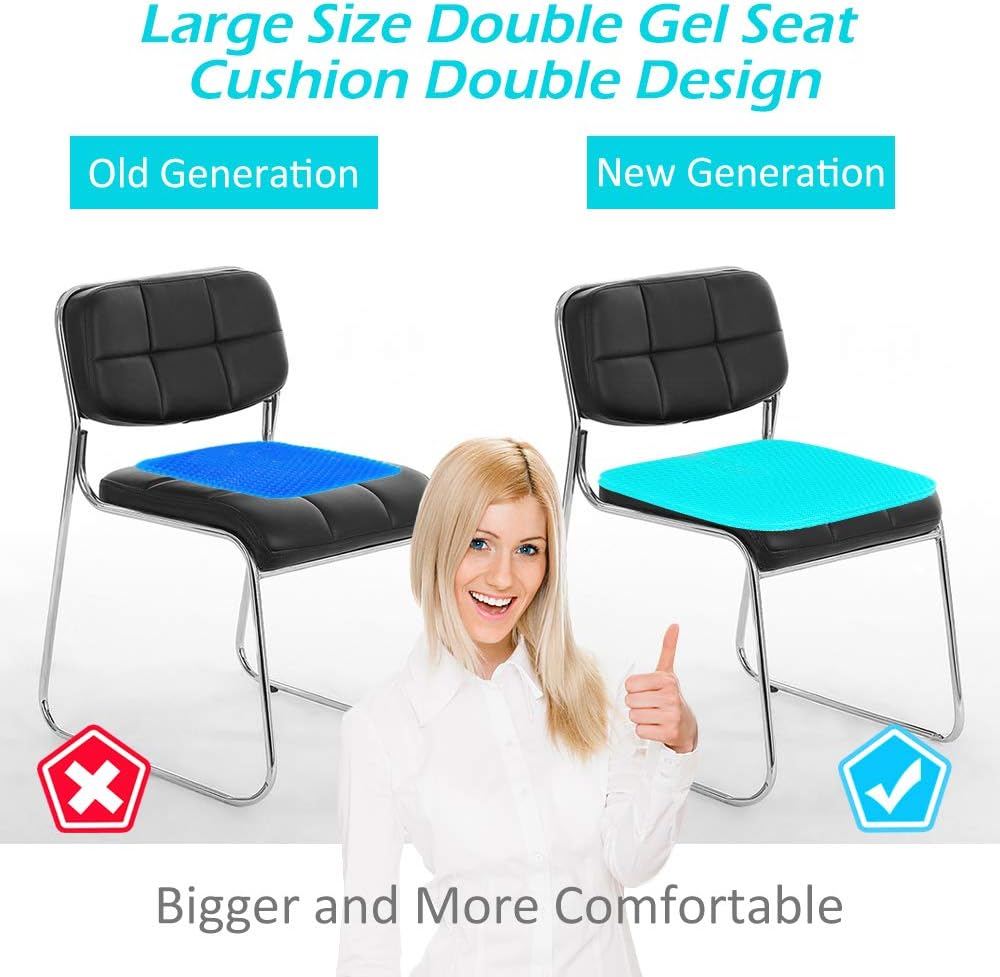Gel Seat Cushion, Office Egg Seat Cushion for Long Sitting, Chair Pads with Large Size Double Thick Breathable Honeycomb Design, Pressure Relief, Wheelchair Car Seat Cushion for Relieves Spinal Pain: Home & Kitchen