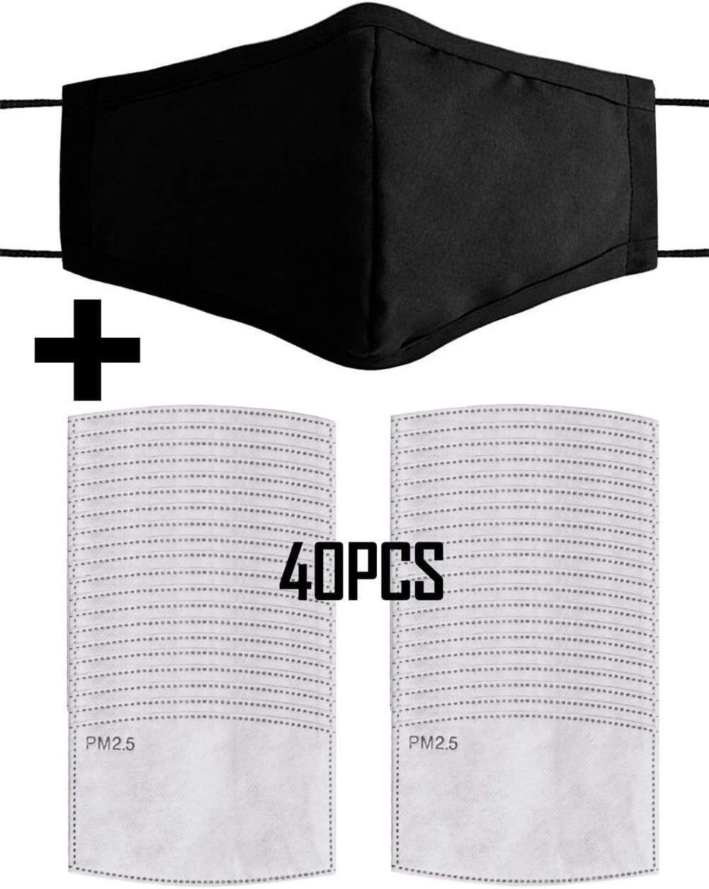 N95 PM 2.5 Cotton Masks 1PCS Reusable Adult Mask with 40PCS Filter Replacement Set