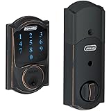 Schlage Z-Wave Connect Camelot Touchscreen Deadbolt with Built-In Alarm, Works with Amazon Alexa via SmartThings, Wink or Iris,  Aged Bronze, BE469 CAM 716
