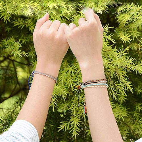 QCQHDU Braid String Friendship Anklets Bracelets Set for Women Girls Handmade Wish Adjustable Lucky Waterproof Jewelry
