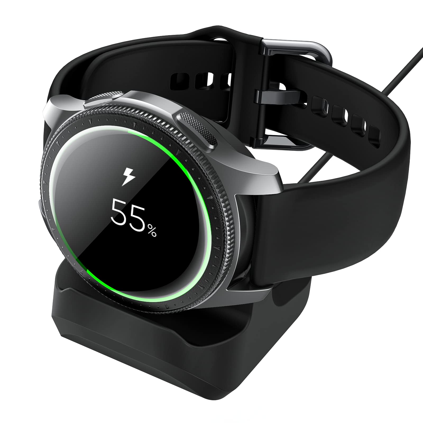 FASTSNAIL Charger Stand for Samsung Galaxy Watch 4/Watch 4 Classic/Watch 3 41mm 45mm/Active 2 40mm 44mm,Non-Slip Silicone Charging Base Dock Holder for Galaxy Active Charger with Cable Management Slot