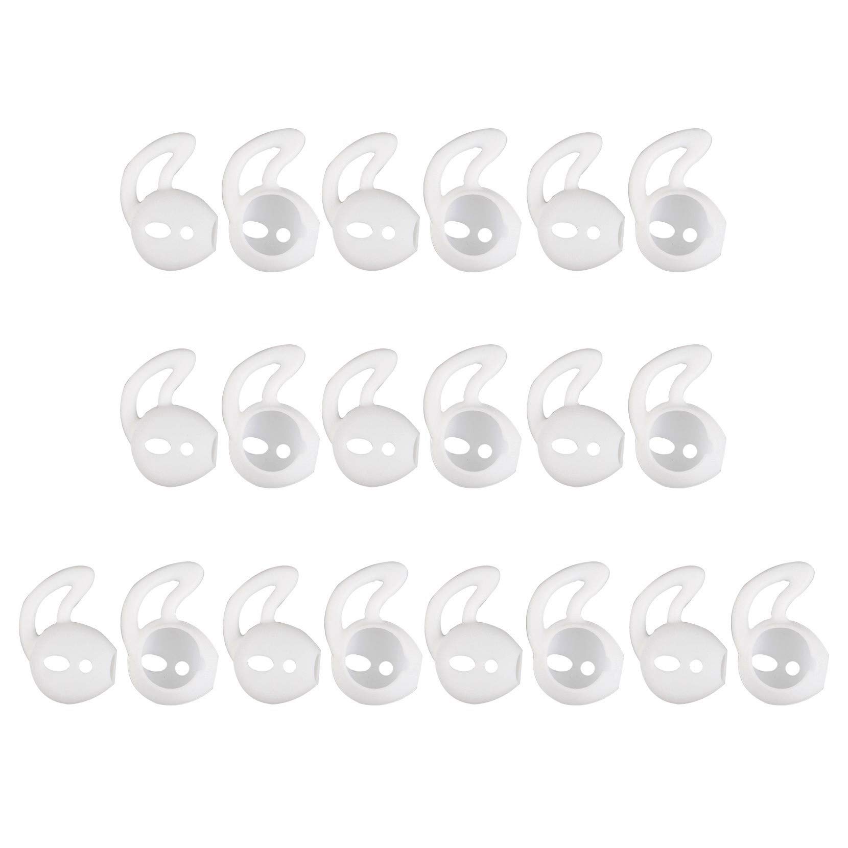 Futheda 10 Pairs Silicone Ear Tips, Soft Covers Anti-Slip Sport Earbud Tips, Anti-Drop Ear Hook Gel Headphones Earphones Protective Accessories Tips (White)
