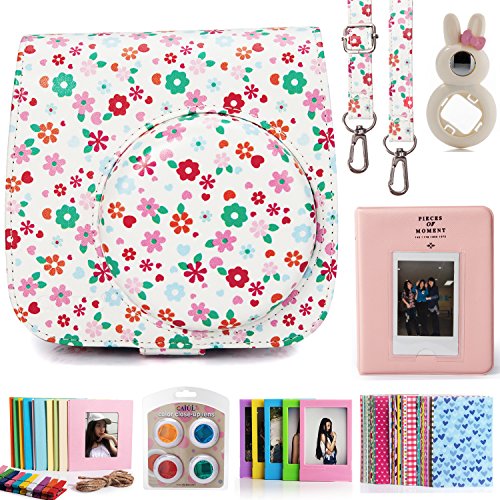 CAIUL Fujifilm Instax Mini 8 Instant Film Camera Accessories Bundles, Floral (7 Items)