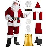 MeiLiMiYu Santa Claus Costume for Men with Beards Complete Deluxe Santa Suit Premium Velvet Classic Santa Costume Adults
