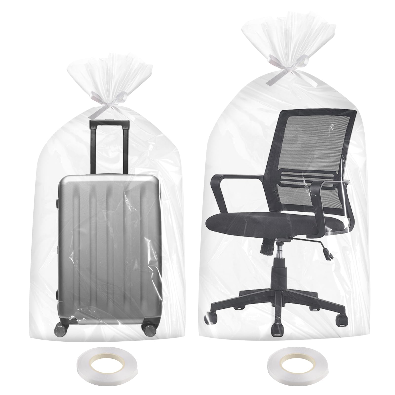 8 Pack Clear Storage Bag Set (8-Pack) - 4 pcs 80x110cm & 4 pcs 90x120cm Thickened, Moistureproof Plastic Bags for Furniture, Comforters, Luggage and Seasonal Storage