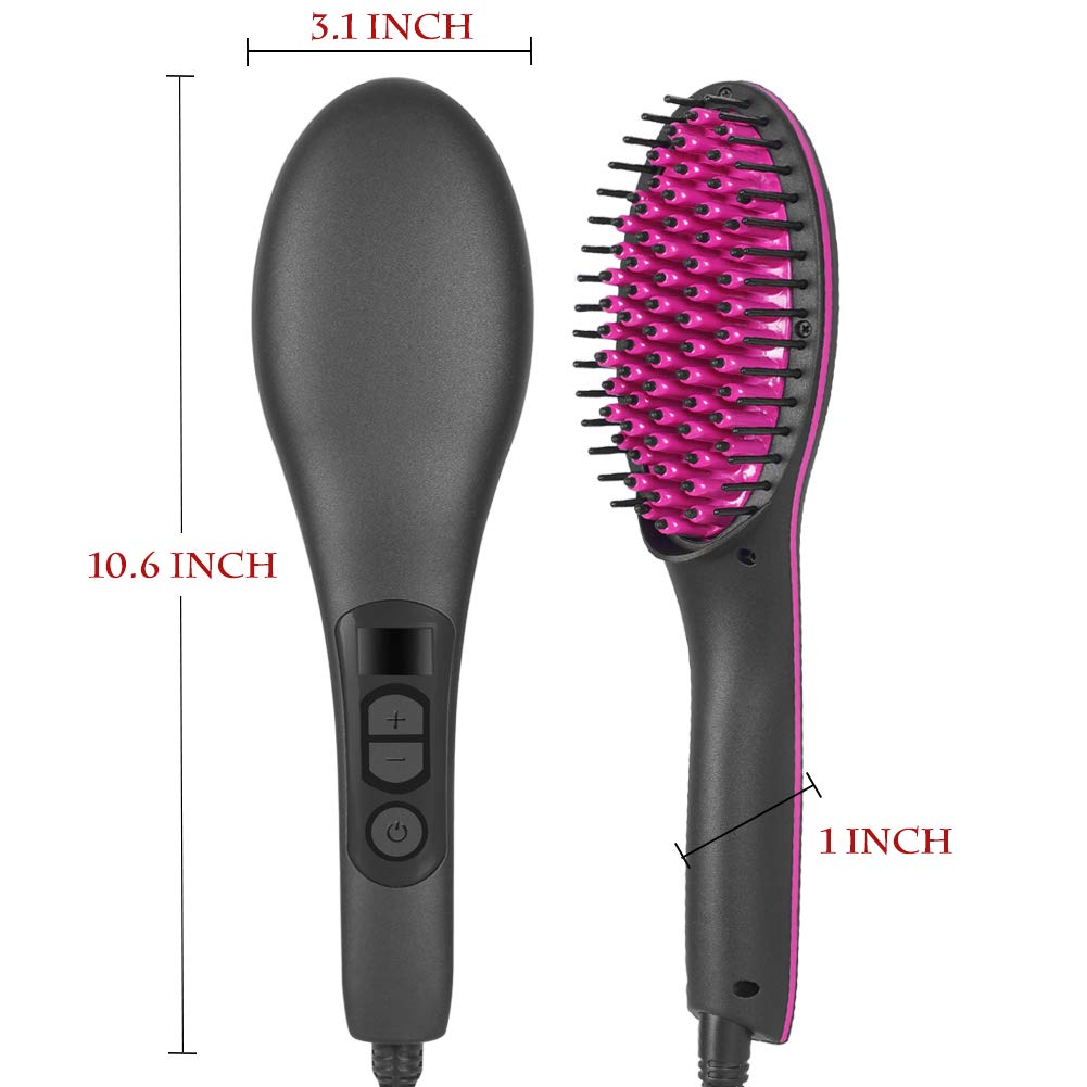 Women Hair Straightener Brush | Electric Ceramic Anti-Scald Fast Heating Hot Comb | Portable Ionic Frizz-Free Hair Styling Tools | Travel Hair Straightening Brush (Black)