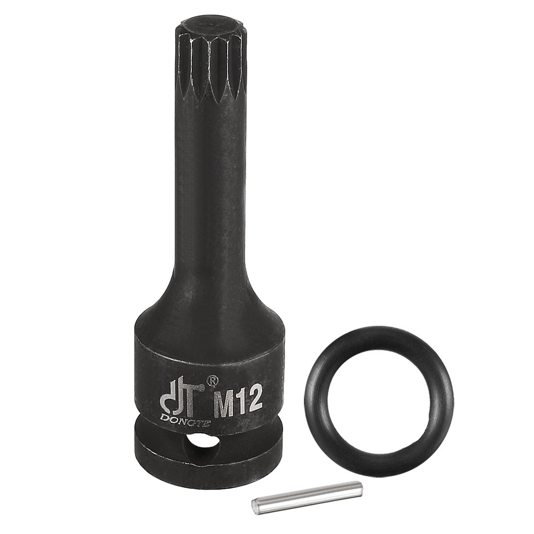 Sourcingmap 1/2" Drive x M12 (12mm) Impact Triple Square Spline Bit Socket, Metric 3" Length, Cr-Mo Steel with O-Ring and Dowel Pin