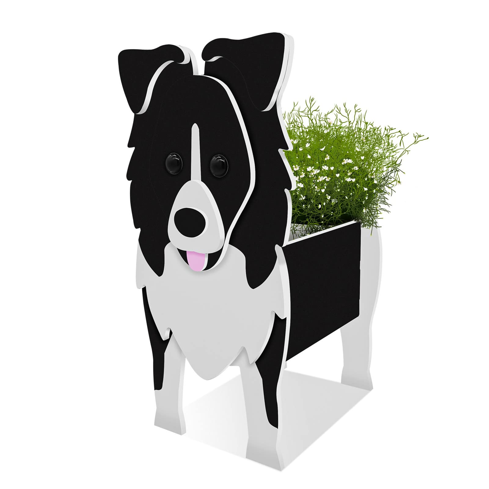 Onecen Big Dog Planter PVC Animal Plant Pots Outdoor Indoor Garden Office Home Decor Planters Holder for Succulent Flower Large Plant Flower Pots Outside (White&Black Shepherd)