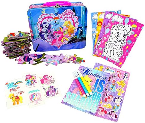 My Little Pony Lunch Tin with 24 pc Puzzles, Play Set and Temporary Tattoos by Little Boogers