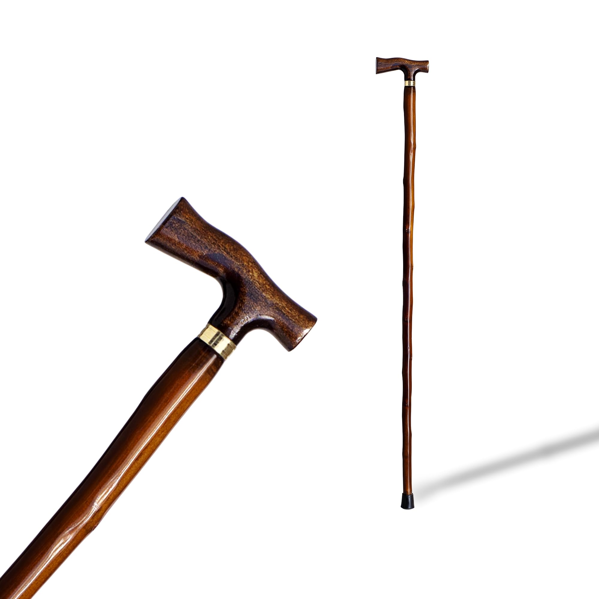 Support Walking Stick with Dark Brown Wood Handle (606)