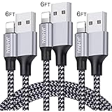 JAHMAI iPhone Charger, Nylon Braided Lightning Cable 3Pack 6ft Fast Charging High Speed Data Sync Cord Phone Connector Compatible with iPhone 11 Pro XS MAX XR XS X 8 7 Plus 6S 6 SE iPad Mini Air Pro
