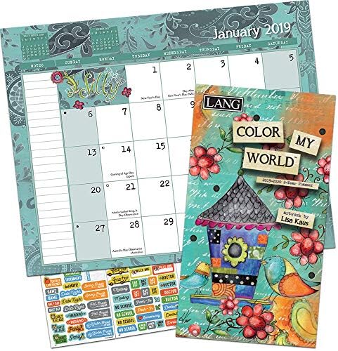 Lang Color My World Planner Calendar 2019-2020 Set - Deluxe Lang Coloring 2 Year Planner Calendar Bundle with Over 100 Calendar Stickers (Color Your Own Planner 2019 2020)