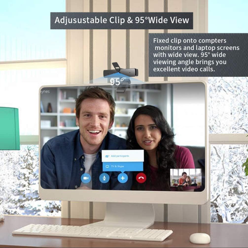 Webcam with Microphone,1080P Webcam Web Camera with Privacy Cover, HD USB Webcam Plug and Play with 95° Wide Angle 2MP Lens for Windows Mac Desktop PC Laptop Video Conference Recording Online Class: Computers & Accessories